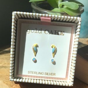 Gold Cake Sterling Silver Earrings 2 pair